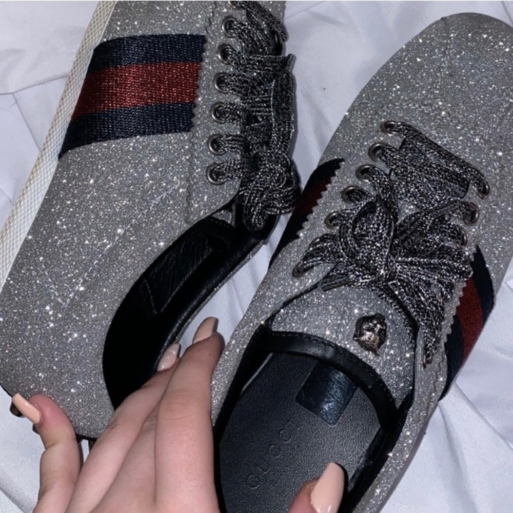 Gucci Silver Glitter Sneakers